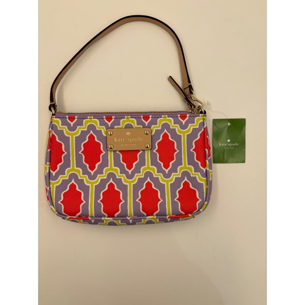 Kate Spade Cabana Tile Linet Crocus Orange Wristlet